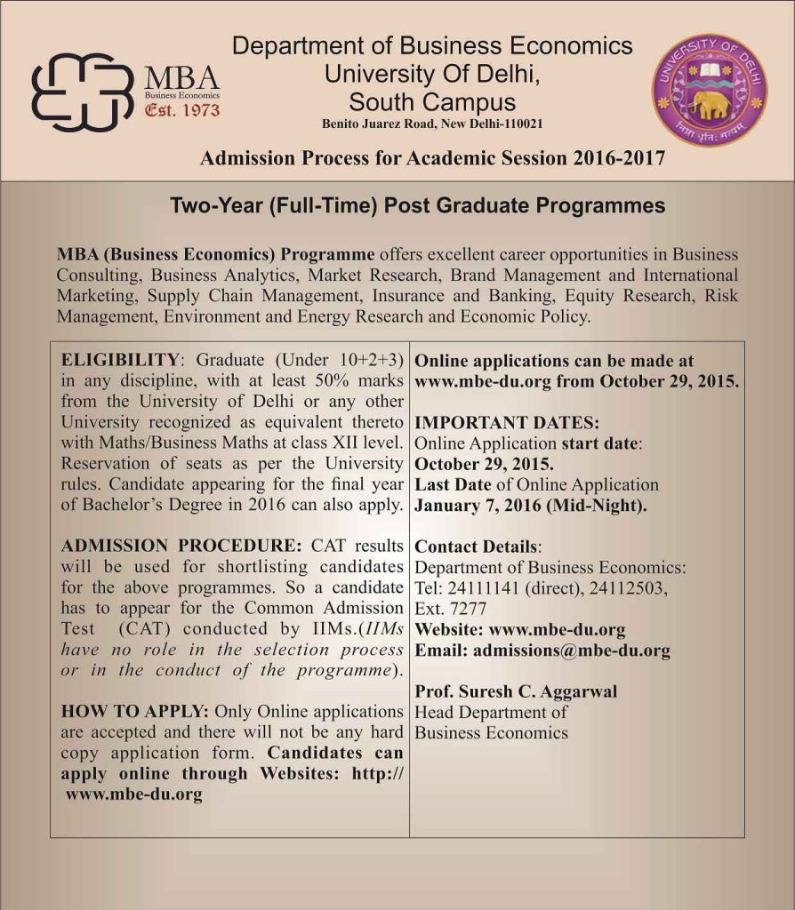 Delhi University (DU) MBA admission